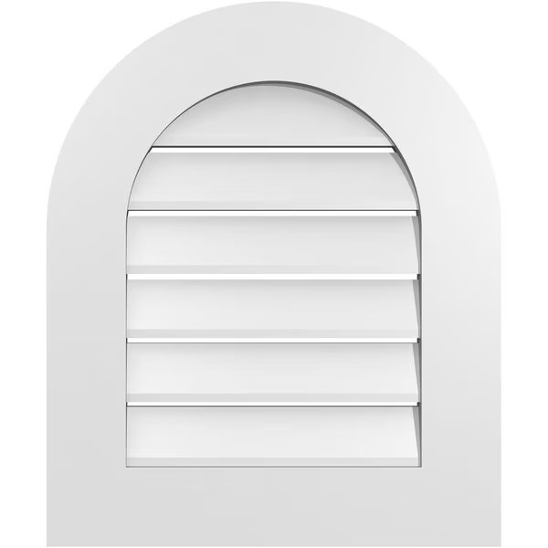 Round Top Surface Mount PVC Gable Vent: Functional, w/ 3-1/2